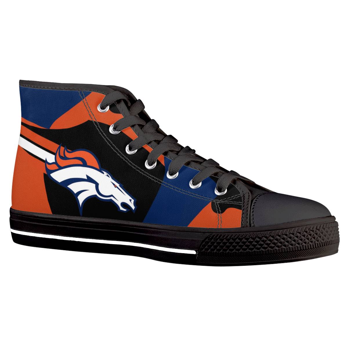 Men's Denver Broncos High Top Canvas Sneakers 004 Men's Denver Broncos High Top Canvas Sneakers 004